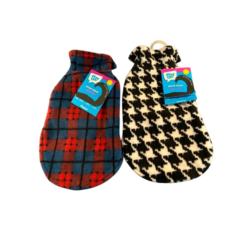 Play On Woof Wear Dog Vests XXXL Multicolor New 2-Pack Plaid Houndstooth Fleece